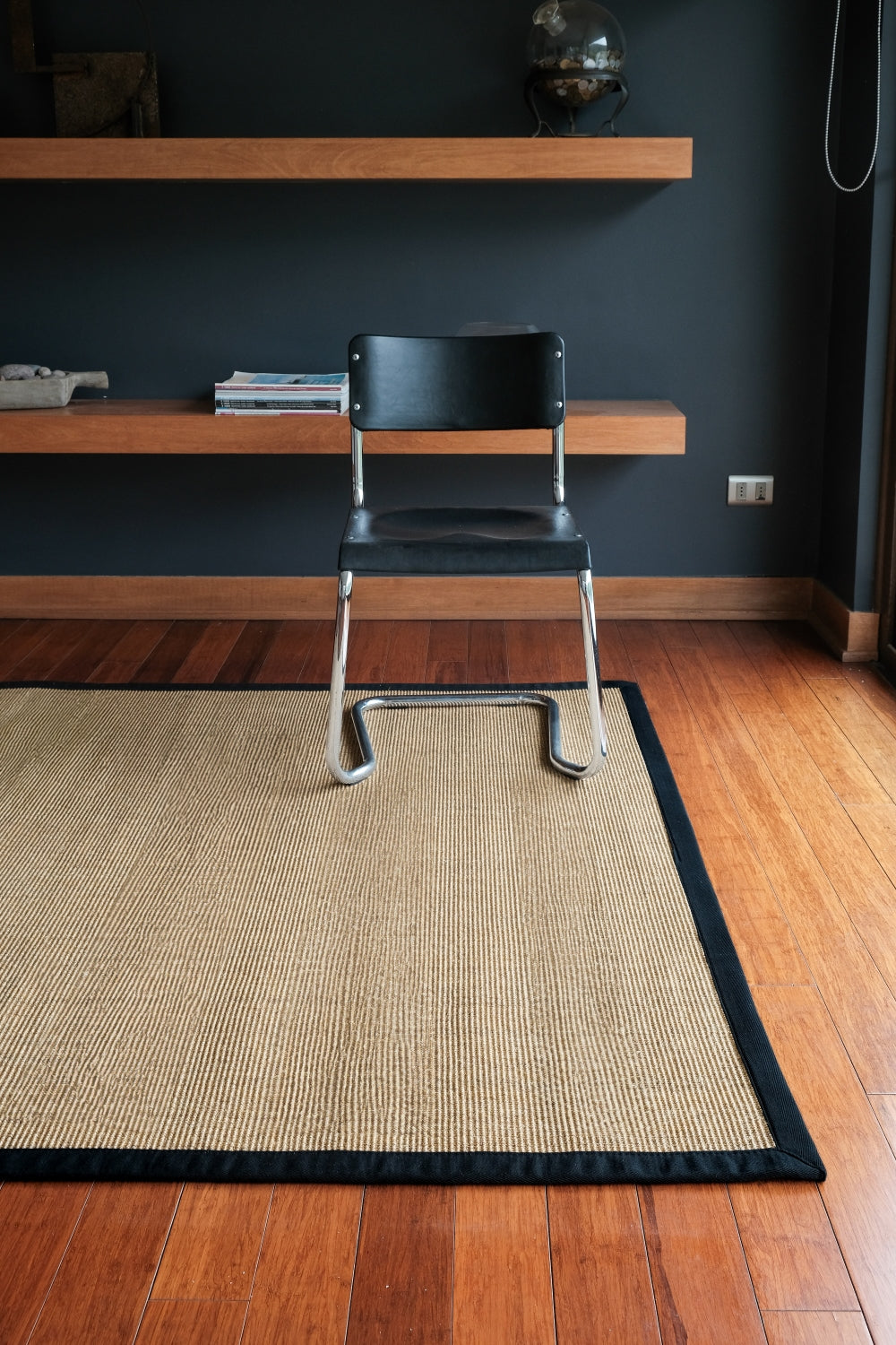 Alfombra Sisal Natural BD485 Borde de Tela Negro