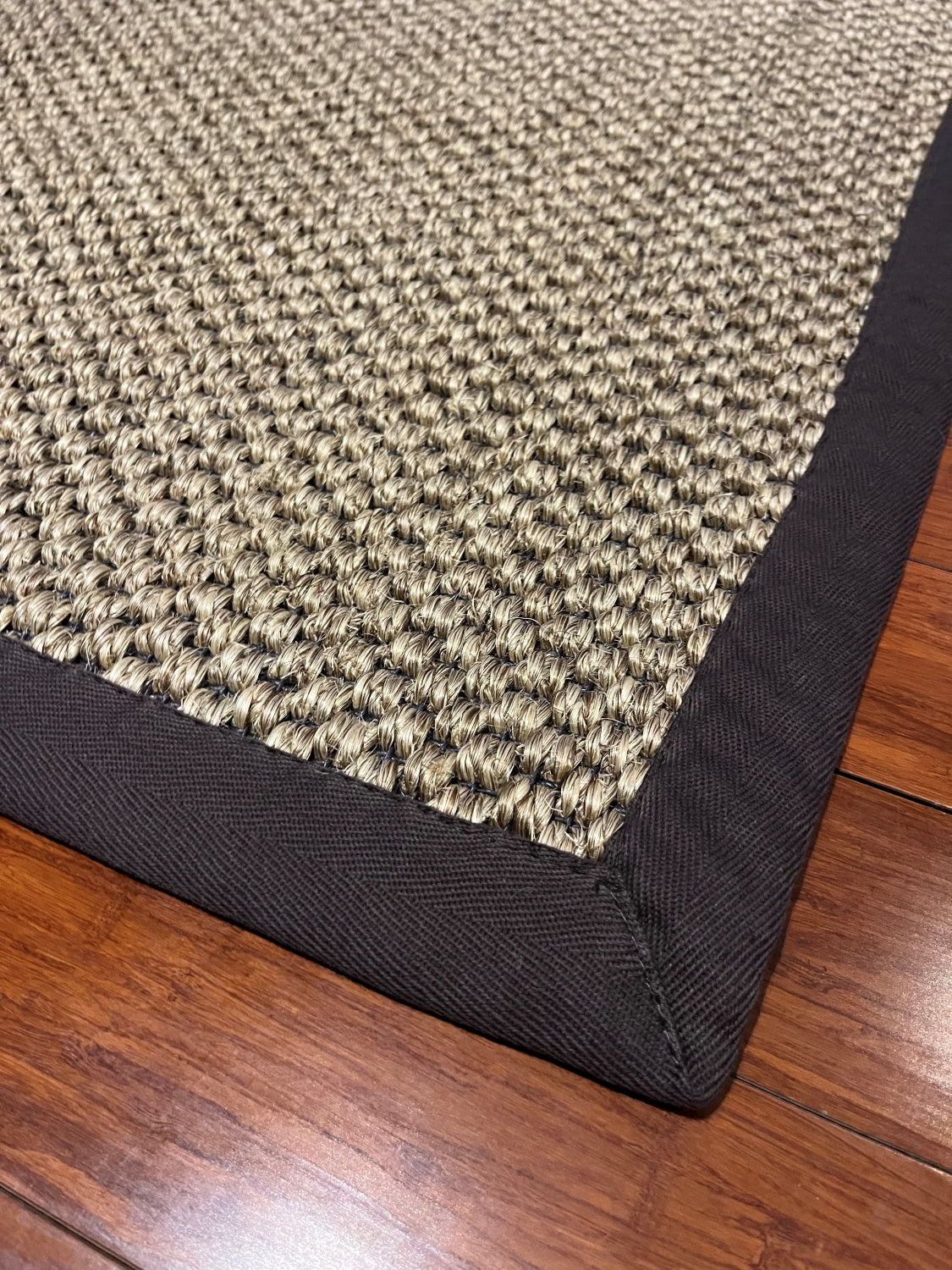 Alfombra Sisal Natural GA880 Borde de Tela Gris