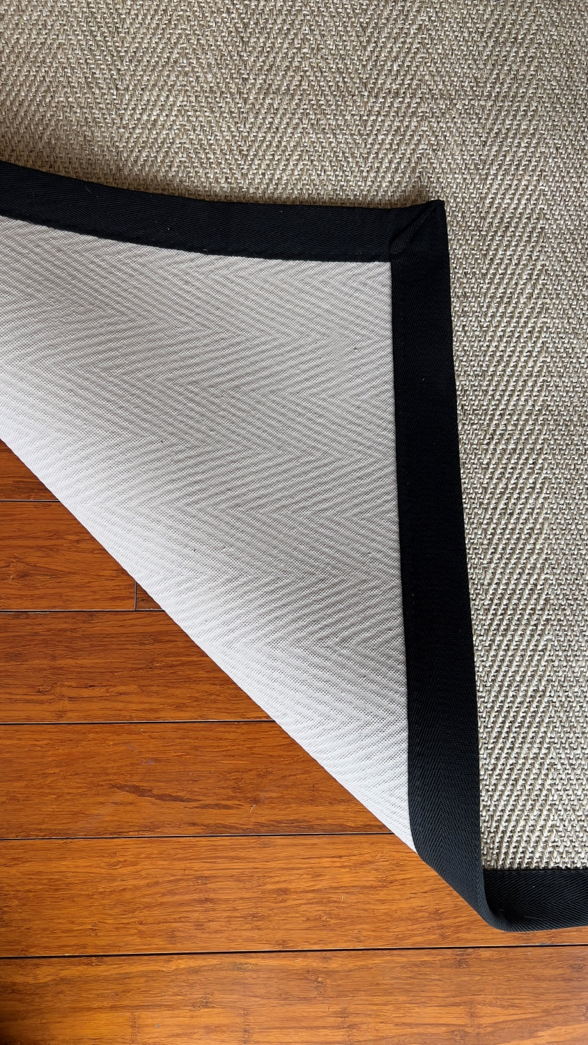 Alfombra Sisal Natural VB1065 Borde de Tela Negro