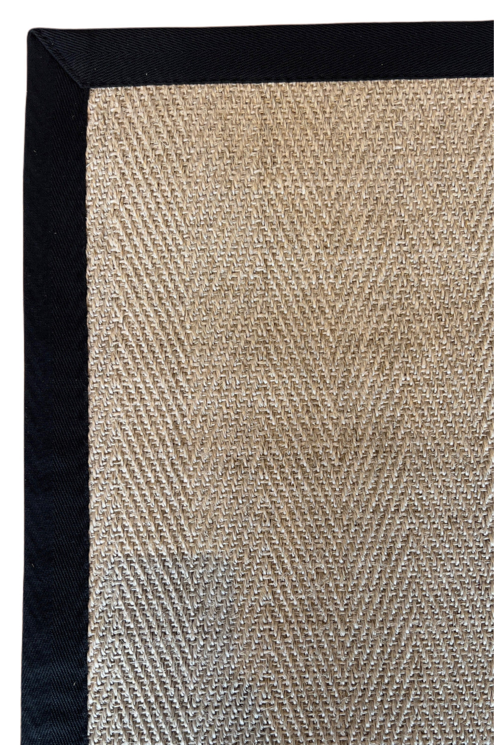 Alfombra Sisal Natural VB1065 Borde de Tela Negro