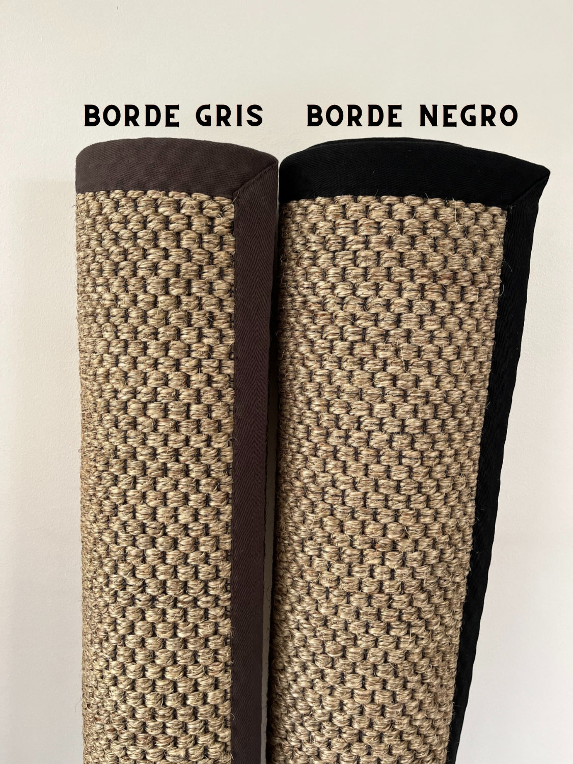 Alfombra Sisal Natural GA880 Borde de Tela Gris